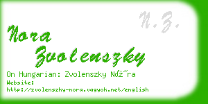 nora zvolenszky business card